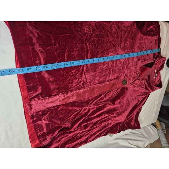 John Mark Women's Shirt Top Size 2X Red ¾ Sleeve Relaxed Fit Velvet Wired (60) - Picture 9 of 12